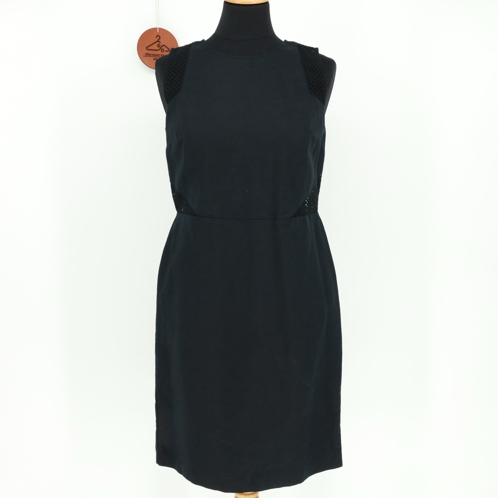 LOFT Linen Blend  Sleeveless‎ Sheath Black Dress Crochet Lace Cut-Out Size 2